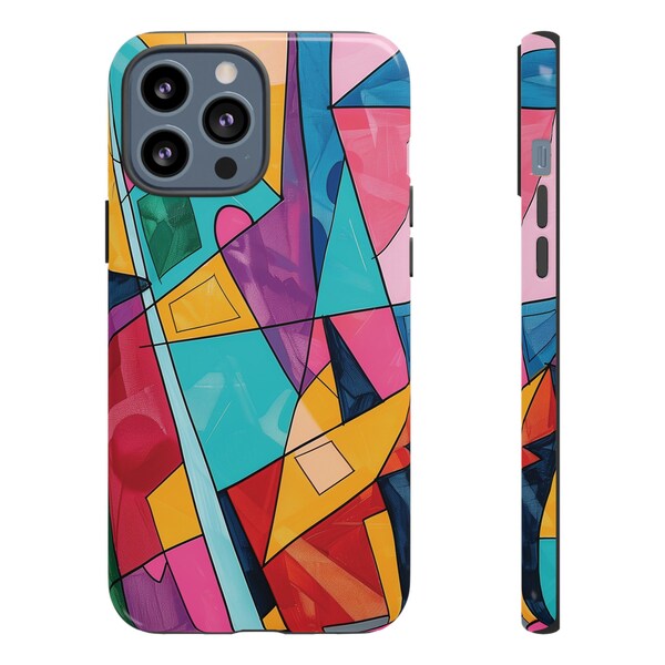 Modern Geometric Abstract Phone Case - Bold Colorful Shapes Design for iPhone, Samsung Galaxy, Google Pixel