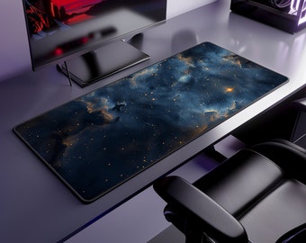 Cosmic Nebula Computer Desk Mat | Deep Space Mouse Pad | Anti-Slip Neoprene Desk Mat for Home Office | 3 Sizes Available