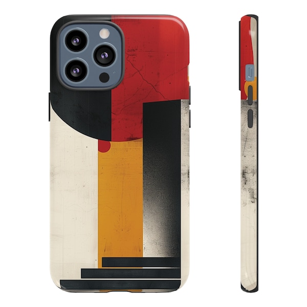 Urban Abstract Art Phone Case for iPhone, Samsung, Pixel - Red, Black, Yellow Design with Dual Layer Protection