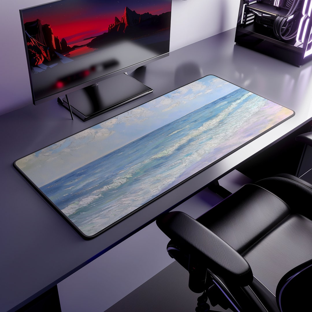 Serene Seascape Computer Desk Mat | Tranquil Ocean Mouse Pad | Anti ...