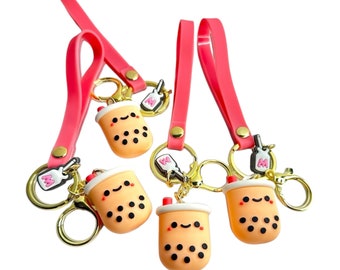 Llavero con taza de té de burbujas adorable / Llavero de bebida kawaii