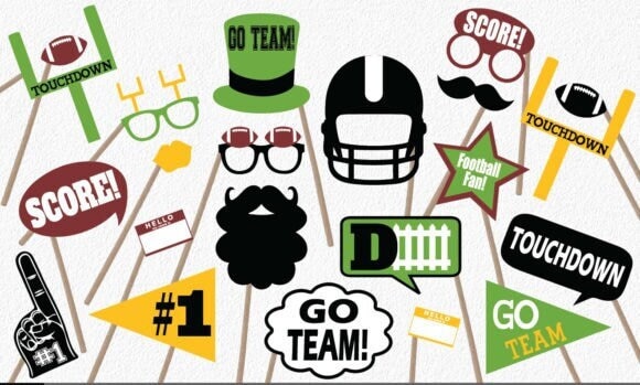 Custom 38pcs Birthday Party Football Game Photo Booth Props Party Supplies Go Team SuperBowl Beard for Game Night Party