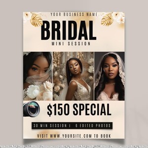 Bridal Photoshoot Booking Flyer, Photographer Flyer Template, Photography  Flyer, Mini Photo Session   Flyer, DIY Photo Business Promo Flyer