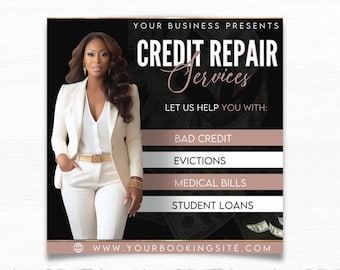 Editable Credit Repair Social Media Flyer, Financial Services Marketing Flyer, DIY Consultation Service Promo Credit Repair Instagram Posts