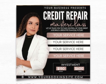 Editable Credit Repair Masterclass Flyer, Financial Service Marketing Event, DIY Credit Repair Training, Credit Repair Expert Instagram Post