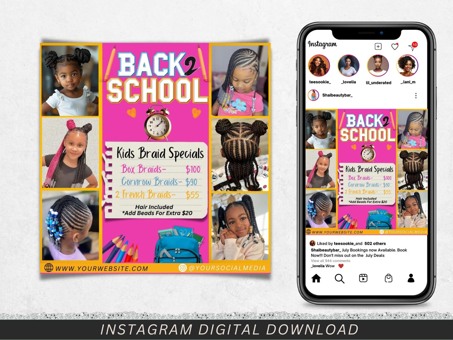 Back to School Kids Braid Flyer, Back to School Braid Special Flyer