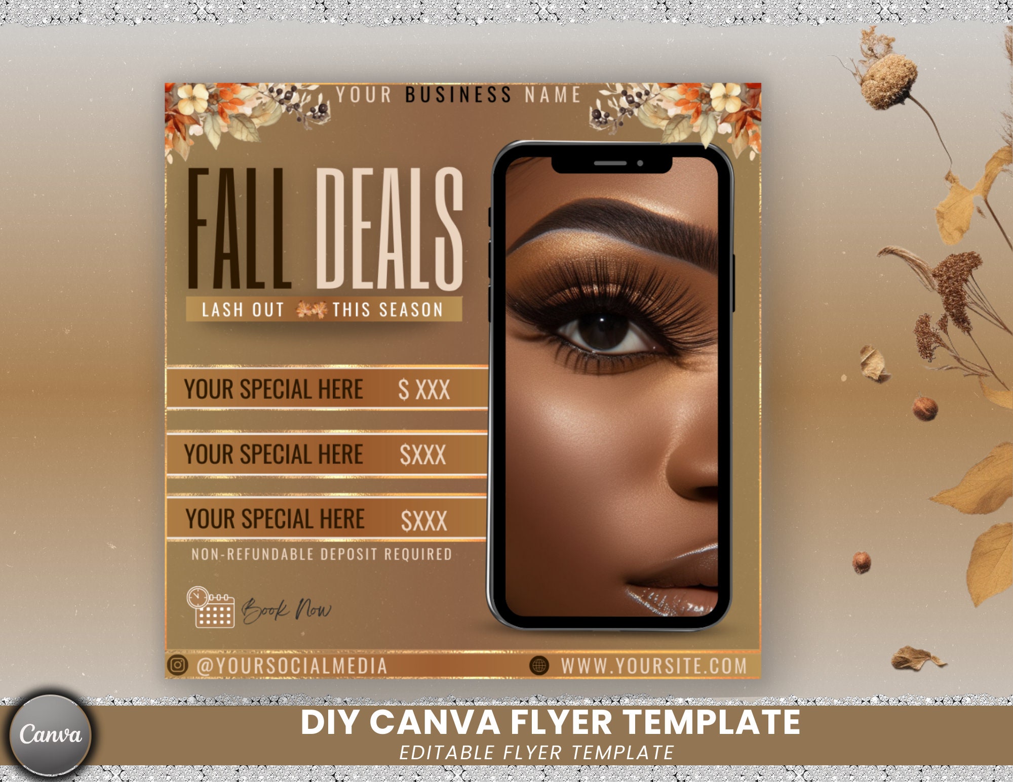 Makeup Deals Flyer, DIY Flyer Template Design, Make up Sale Flyer, Makeup  Artists Discount Flyer, Premade Makeup Pricelist Beauty Lash Flyer 