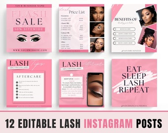 Plantilla rosa de Instagram para Lash Artist, folleto de redes sociales de Lash Tech, publicación de Instagram de Lash Artist, publicaciones de pestañas, paquete de pestañas de belleza de Instagram