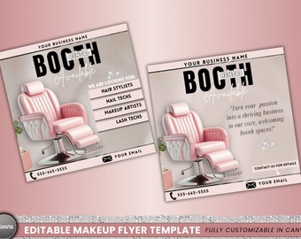 Booth Rental Flyer, Social Media Flyer, Esthetician Flyer, Canva Editable Flyer, Salon Booth For Rent, Booth For Rent Flyer, DIY Booth Flyer