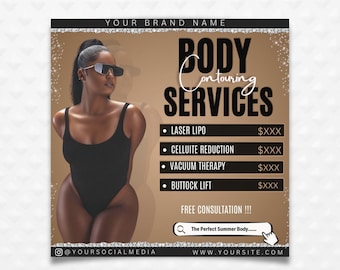 Body Contouring Flyer Template, Body-Contouring Service, Body Sculpting Flyer Template, Premade Body Spa Services, Social Media Beauty Flyer