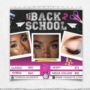 Back To School Lash Flyer, Back 2 School Deals Flyer, DIY Back To School Flyer, Editable Back to School Flyer, Premade Beauty Flyer Template