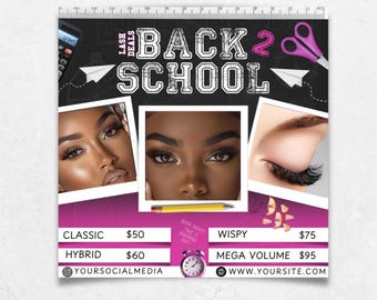 Back To School Lash Flyer, Back 2 School Deals Flyer, DIY Back To School Flyer, Editable Back to School Flyer, Premade Beauty Flyer Template