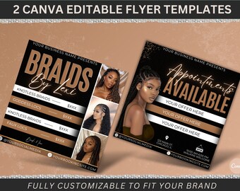 Citas disponibles Folleto de trenzas, Paquete de folletos de reservas de trenzas, Plantilla de folleto de trenzas DIY, Folleto de trenzas de Canva, Folleto de pelo de Instagram Reservar ahora