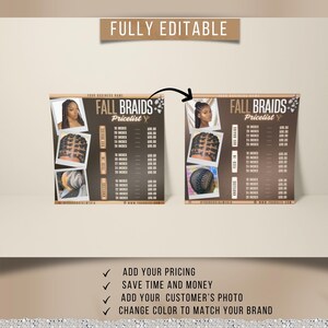 Braid Pricelist Flyer Template, Braiding Hair Pricing Guide, Fall Hair ...