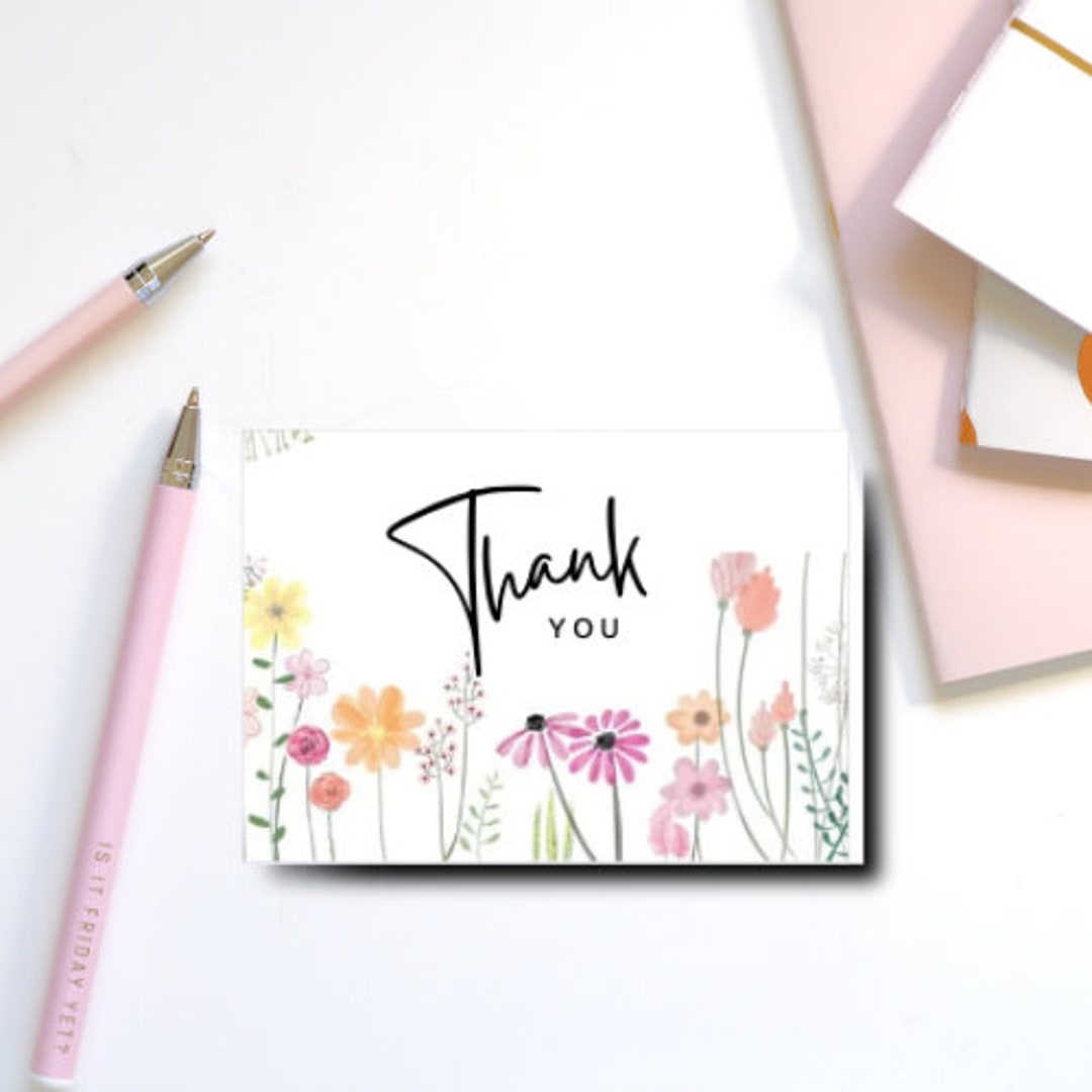 Thanks Spring Fancy Thank You Card (spring) - Etsy
