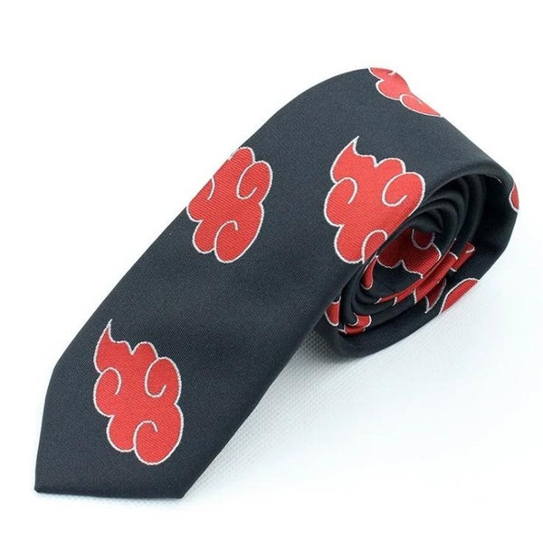 Akatsuki Red Clouds Necktie high quality anime inspired handmade FREE SHIPPING !!!