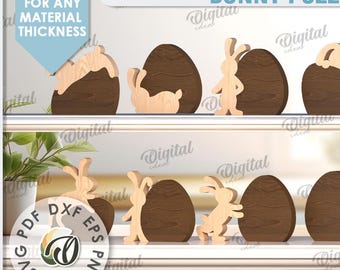 3D Bunny puzzles bundle, Cute bunnies puzzle laser cut, wooden Easter bunny puzzle, Bunny figurines svg, happy Ester svg, Ester Bunny svg