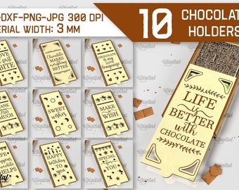 3D Chocolate box holders bundle, thank you gift box, box laser cut, chocolate gift box, cash envelope lasercut, chocolate storage box