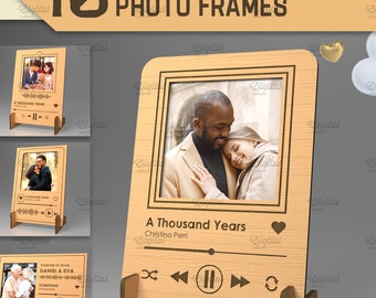 3D Personalized song plaque photo frames bundle, custom spotify playlist, music picture frame with stand, anniversary gift, 3D laser cut