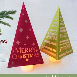 3D Christmas trees bundle svg, Christmas lantern template, Christmas lantern SVG, Papercut christmas lantern