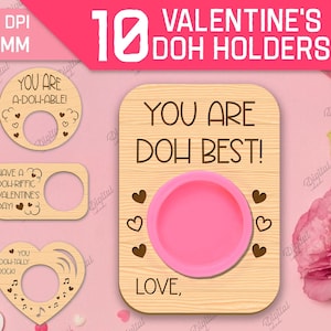 Lot de supports pour la Saint-Valentin, support PlayDoh découpé au laser, carte de Saint-Valentin pour enfants, Saint-Valentin en salle de classe, svg découpé au laser Play-doh