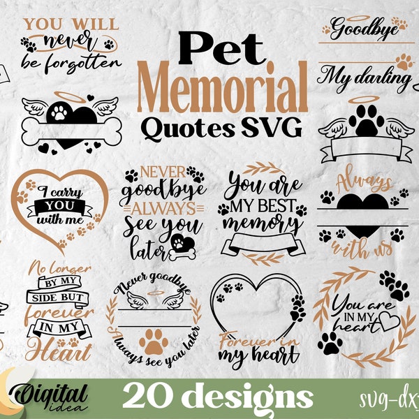 Pet Memorial Quote SVG Bundle, Memorial svg bundle, Animal memorial SVG, Pet remembrance designs, Christian svg