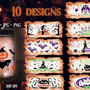 Halloween can glass wrap bundle, Halloween libbey glass wrap, Spooky cup wrap, Scary glass jar decoration SVG