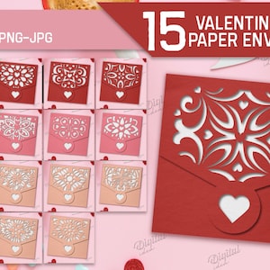 Paquete de sobres del Día de San Valentín, sobre cortado en papel de San Valentín, corte de papel de carta, sobres de boda, invitación de boda, corazones svg, cricut