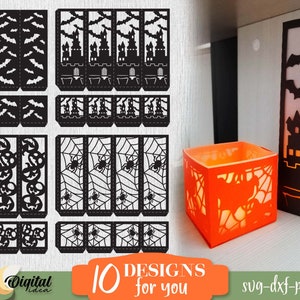Halloween lantern SVG bundle, 3D Halloween lantern template, Paper Halloween lantern, Halloween lantern papercut SVG