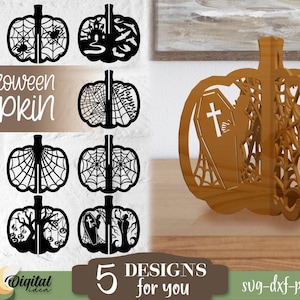 Halloween 3D Pumpkin laser cut SVG designs, lot de citrouille 3D, lot de décoration 3D Halloween, 3D Halloween SVG