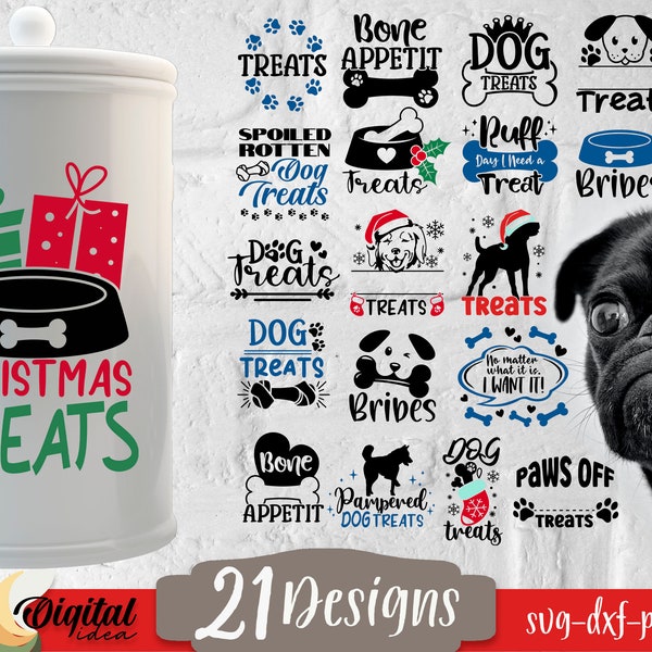 Dog jar treats bundle svg, Dog lover svg, Dog santa sack svg, Christmas dog treats, Dog treats pouch SVG designs, Personalized monogram