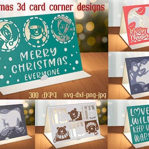 Weihnachten Papierschnitt Teelicht Eckkarten Bündel, 3D Weihnachtslaternenkarte, 3D Weihnachtsteelichtkerzenkarte, Weihnachtsstaffelkarte Scherenschnitt