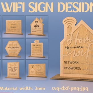 Wifi sign lasercut, 3D Wifi password tabletop stand, Personalized wifi network, wifi is on the house, guest room sign, be our guest, custom