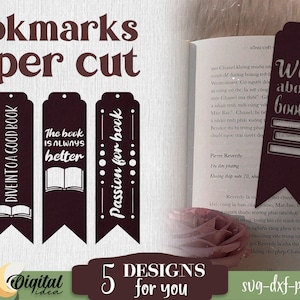 Bookmarks Paper cut SVG, Read SVG, Bookmark with Quotes, Reading sayings SVG, Bookmark set for a book lover