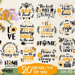 Bee bundle SVG, Bee themed bundle, Bee quotes, Bee sayings svg, Bees with flowers, Bee puns, Sunflower svg, Beehive svg, Bee sign