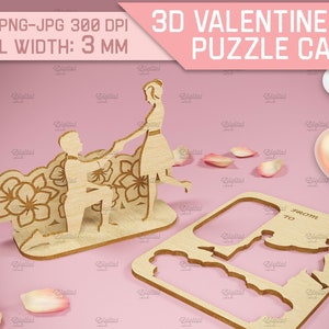 Tarjeta emergente del día de San Valentín 3D, regalo de San Valentín, soporte de tarjeta de amor cortado con láser, tarjeta de felicitación emergente de madera, amor svg, amantes svg