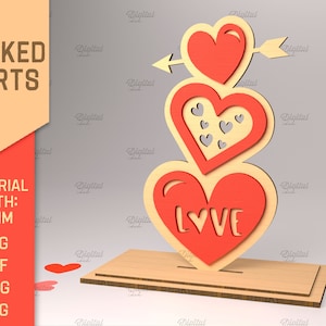 Stacked hearts, 3D laser cut layered hearts, Valentine&#39;s Day standing heart, free standing stacking hearts, welcome sign, love SVG