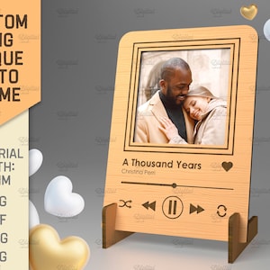 3D gepersonaliseerde fotolijst voor liedplaquette, aangepaste Spotify-afspeellijst, muziekfotolijst met standaard, jubileumcadeau, 3D Valentijn lasergesneden