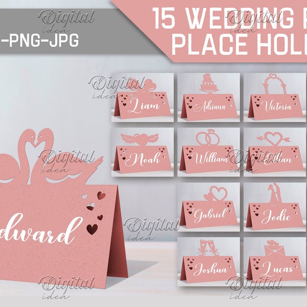 Wedding place card SVG, Valentine's day cards, name card, name tags, custom wedding designs, papercut place card, place holders paper cut