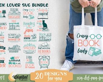 Book lover SVG bundle, Reading bundle, Reading quotes, Book lover designs for mugs, Book quotes