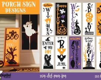 Halloween porch sign SVG bundle, Vertical halloween porch sign SVG, Halloween tall door sign, farmhouse porch sign