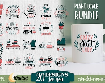 Funny Plant svg, Crazy plant lady, Plant minnaar svg, Botanische svg, Plant home decor svg, Cute plant designs