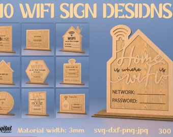 Corte láser de señal Wifi, soporte de mesa con contraseña Wifi 3D, red wifi personalizada, wifi está en la casa, letrero de la habitación de invitados, sea nuestro invitado, personalizado