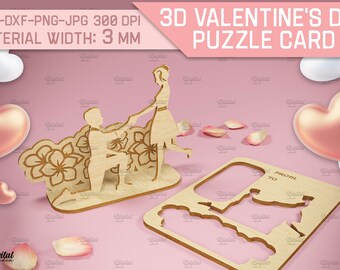 3D Valentine's day pop up card, Valentine gift, love card stand laser cut, wooden pop up greeting card, love svg, lovers svg