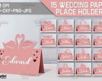 Wedding place card SVG, Valentine's day cards, name card, name tags, custom wedding designs, papercut place card, place holders paper cut