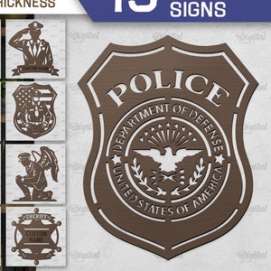 Paquete de carteles de policía, letrero de policía con nombre personalizado cortado con láser, placa de policía cortada en papel, decoración del hogar, adorno, colgador de pared personalizado svg