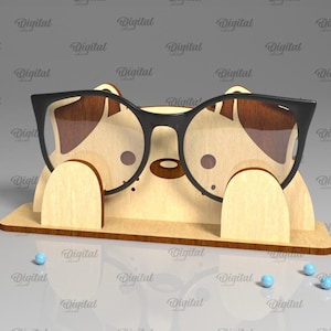 3D Dog glasses holders bundle, cute glasses holder laser cut, wooden puppy eyeglass stand svg, eyeglasses display, kids laser cut