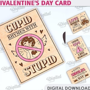 3D Anti-Valentinstag Karten bündeln, Anti Valentinstag Grußkarten Laser geschnitten, Holz Karte svg, Anti Valentinstag Zitate svg, einzelne svg