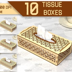3D Taschentücher Box Bundle, 3D Laserschnitt, Serviettenhalter SVG, Gewebe Aufbewahrung SVG, Boxen mit Muster svg, Holz Serviettenhalter mit Laser geschnitten