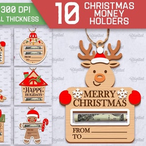 3D Weihnachtsgeldhalter Bündel, Dollar-Banknotenhalter Laserschnitt, Geldkarte Weihnachten, Frohe Weihnachten, Weihnachtszitate, personalisiertes svg